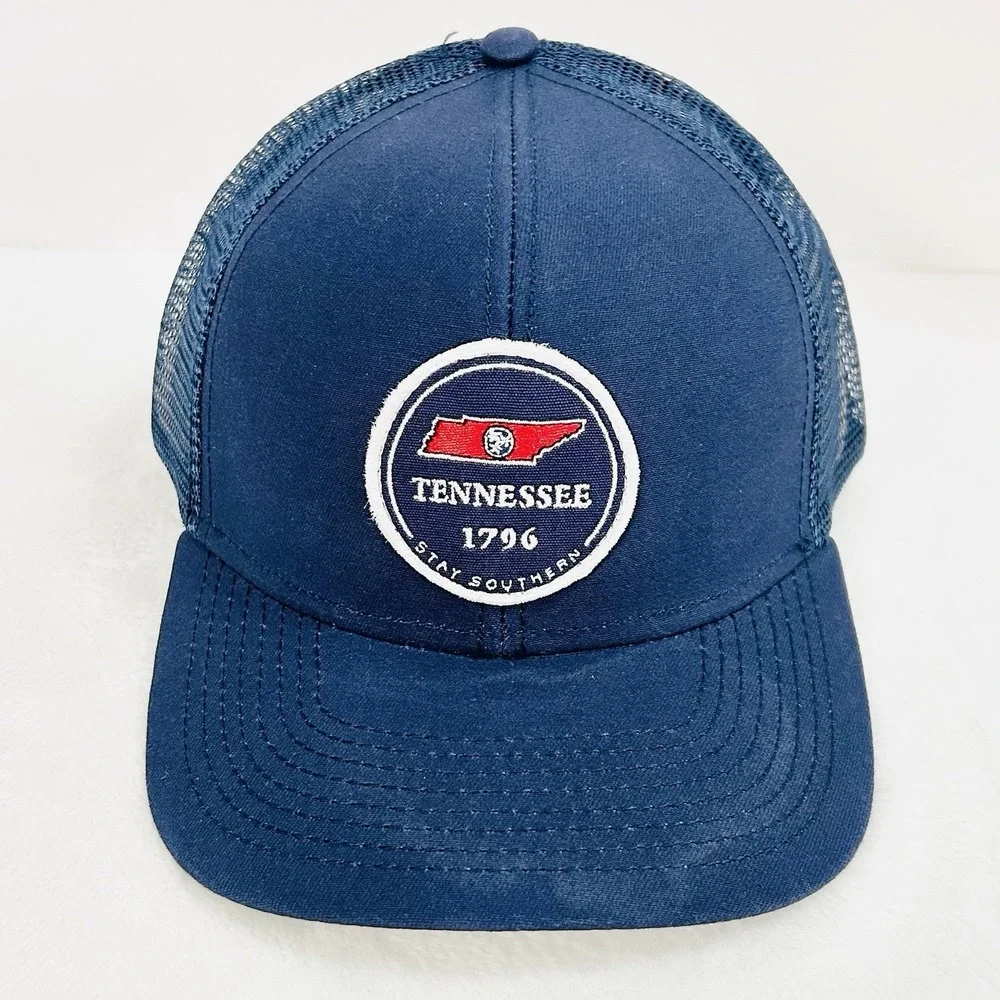 The State Company Tennessee Circle Patch‎ Trucker Hat Cap Adjustable Blue